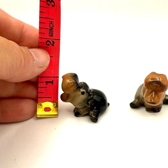 Retired Hagen Renaker Roaring Hippo Tiny Miniature Adorable Hippopotamus 2 Piece - Picture 5 of 7